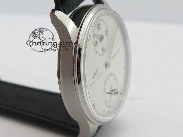 MIROTIME 1223 Effortless Portuguese IW544404 SS White Dial On Black Leather Strap A 7257
